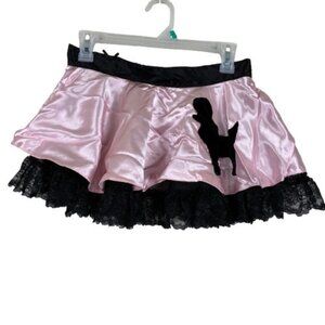 Escante Sexy Pink Satin Lingerie Poodle Skirt Lace Sz Large